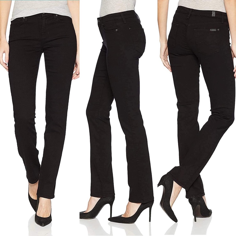 7 for All Mankind Straight Leg Black Jeans